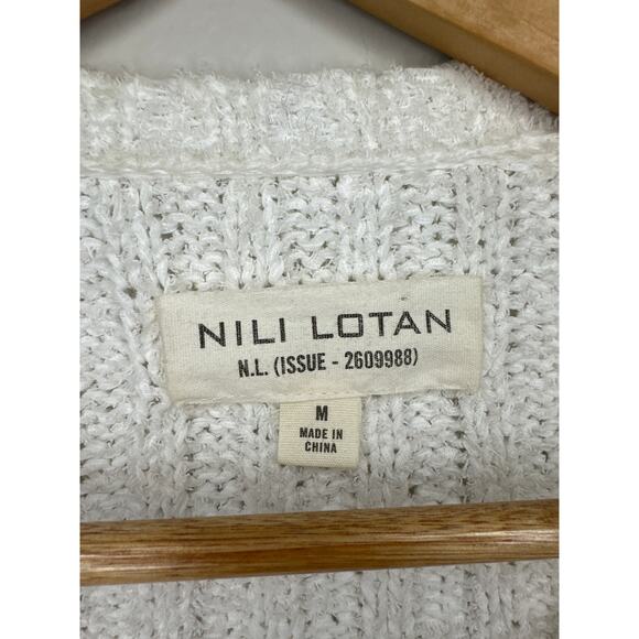 Nili Lotan Multi Direction Rib Sweater High Low Knit Cotton White Sz M Oversized - Picture 8 of 9